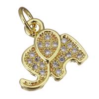 Cubic Zirconia Micro Pave Brass Pendant, Elephant, gold color plated, micro pave cubic zirconia, 12x12x2mm, Hole:Approx 3.5mm, 20PCs/Lot, Sold By Lot