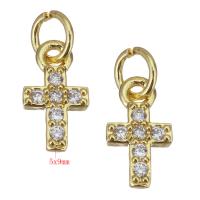 Cubic Zirconia Micro Pave Brass Pendant, Cross, gold color plated, micro pave cubic zirconia, 5x9x2mm, Hole:Approx 2.5mm, 20PCs/Lot, Sold By Lot