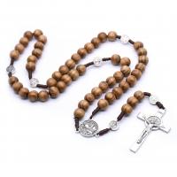 Rosary Necklace, Wood, plated, fashion jewelry & Unisex, Sold By Strand
