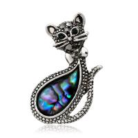 Zinc Alloy Brooches with Abalone Shell silver color plated for woman & with rhinestone nickel lead & cadmium free Sold By PC