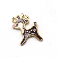 Zinc Alloy Christmas Pendants gold color plated DIY & for woman & enamel brown nickel lead & cadmium free Sold By Bag
