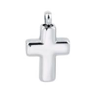 Stainless Steel Cinerary Casket Pendant, Cross, fashion jewelry, silver color,  17.5x28mm, Sold By PC