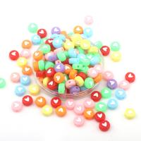 Solid Color Akryl perler, Runde, forskellige farver og mønster for valg & du kan DIY, flere farver til valg, :7mm, 500G/Bag, Solgt af Bag