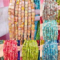 Multicolor Impression Jasper Beads Square polished & DIY 3*8*8mm Sold By Strand