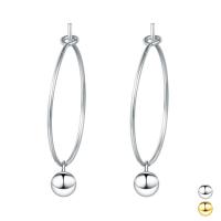 925 Sterling Silver Hoop Earrings Round plated fashion jewelry & for woman 4mm Sold By Pair