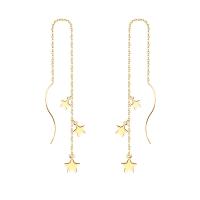 925 Sterling Silver Thread Through Earrings Star plated oval chain & for woman 106mm Sold By Pair