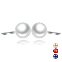 925 Sterling Silver Stud Earring, with Shell Pearl, Round, plated, different size for choice & for woman, more colors for choice, Sold By Pair