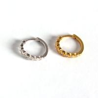 925 sterling silver Huggie Hoop Earring, Donut, plated, för kvinna & med strass, fler färger för val, 12mm, 9.5mm, Säljs av Par