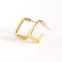 925 Sterling Silver Stud Earrings Letter C plated for woman & hollow 20mm 14mm 3mm Sold By Pair