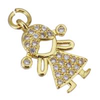 Cubic Zirconia Micro Pave Brass Pendant Girl gold color plated micro pave cubic zirconia & hollow Approx 2.5mm Sold By Lot