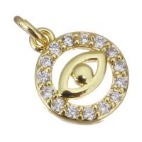 Cubic Zirconia Micro Pave Brass Pendant, gold color plated, micro pave cubic zirconia & hollow, 9.50x11.50x3mm, Hole:Approx 2.5mm, 20PCs/Lot, Sold By Lot