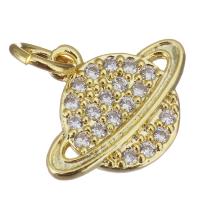 Cubic Zirconia Micro Pave Brass Pendant, gold color plated, micro pave cubic zirconia & hollow, 14x11x2mm, Hole:Approx 2.5mm, 20PCs/Lot, Sold By Lot