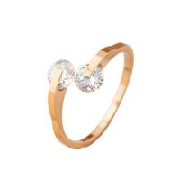 Titanium Steel Δέσε δάχτυλο του δακτυλίου, κοσμήματα μόδας & για τη γυναίκα & με ζιργκόν, αυξήθηκε χρυσό χρώμα, 1.5MMX1.4MM, Sold Με PC