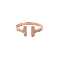 титан Манжеты палец кольцо, Другое покрытие, ювелирные изделия моды & Женский & со стразами, под розовое золото, продается PC
