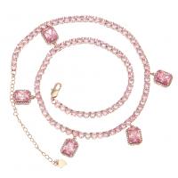 Kubický zirkon Micro vydláždit mosaz náhrdelník, s Cubic Zirconia, módní šperky & unisex, více barev na výběr, 0.4x40cm+6cmuff0c 1.4x1cm, Prodáno By Strand