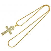 Zinc Alloy Jewelry Necklace with Rhinestone fashion jewelry & Unisex golden Sold By Strand