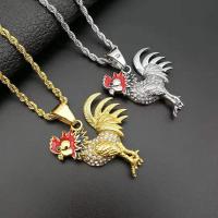 Titanium Steel Pendants Cock plated fashion jewelry & Unisex & with rhinestone nickel lead & cadmium free 45*36mm Sold By PC