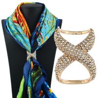 Sjaal gesp, Zinc Alloy, Geometrisch Patroon, plated, voor vrouw & met strass, meer kleuren voor de keuze, nikkel, lood en cadmium vrij, 40x30mm, Verkocht door PC