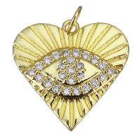 Cubic Zirconia Micro Pave Brass Pendant, Heart, gold color plated, micro pave cubic zirconia, 20x20x3.50mm, Hole:Approx 3.5mm, 20PCs/Lot, Sold By Lot