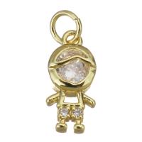 Cubic Zirconia Micro Pave Brass Pendant, Boy, gold color plated, micro pave cubic zirconia, 5.50x11.50x3mm, Hole:Approx 2.5mm, 20PCs/Lot, Sold By Lot