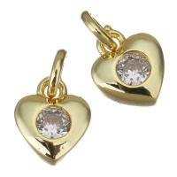 Cubic Zirconia Micro Pave Brass Pendant Heart gold color plated micro pave cubic zirconia Approx 2.5mm Sold By Lot