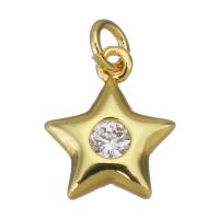 Cubic Zirconia Micro Pave Brass Pendant, Star, gold color plated, micro pave cubic zirconia, 9x11x2mm, Hole:Approx 2.5mm, 30PCs/Lot, Sold By Lot