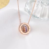Titanium Steel Necklace, plated, fashion jewelry & for woman & with rhinestone, rose gold color, 40+5CM, Sold By PC
