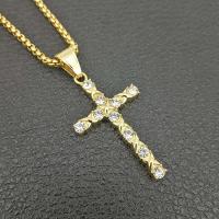 Stainless Steel Cross Pendants, 316 Stainless Steel, with Rhinestone, plated, fashion jewelry & Unisex & with rhinestone, more colors for choice, nickel, lead & cadmium free, 57*27mm, Sold By PC
