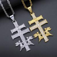 Stainless Steel Cross Pendants, Titanium Steel, with Rhinestone, plated, fashion jewelry & Unisex & with rhinestone, more colors for choice, nickel, lead & cadmium free, 39*61mm, Sold By PC