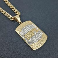 Stainless Steel Pendants 316 Stainless Steel with Rhinestone Rectangle plated fashion jewelry & Unisex & with rhinestone golden nickel lead & cadmium free 63.5*32mm Sold By PC