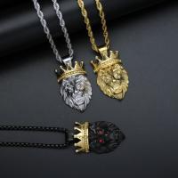 Stainless Steel Pendants, 316 Stainless Steel, with Rhinestone, Lion, plated, fashion jewelry & Unisex & with rhinestone, more colors for choice, 36*20mm, Sold By PC