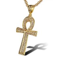Stainless Steel Pendants, 316L Stainless Steel, with Rhinestone, Cross, plated, fashion jewelry & Unisex & with rhinestone, more colors for choice, 65*30mm, Sold By PC