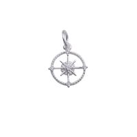 925 Sterling Silver Pendant Ship Wheel plated DIY & with rhinestone & hollow Approx 3.5mm Sold By PC