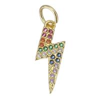 Cubic Zirconia Micro Pave Brass Pendant, Lightning Symbol, gold color plated, micro pave cubic zirconia, 6x16x1.50mm, Hole:Approx 3.5mm, 20PCs/Lot, Sold By Lot