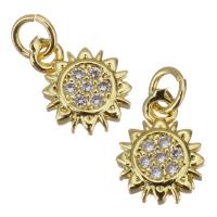 Cubic Zirconia Micro Pave Brass Pendant Sun gold color plated micro pave cubic zirconia Approx 2.5mm Sold By Lot