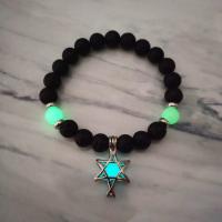 Gemstone Bracelets, Alloy, with Night-Light Stone & Lava, plated, fashion jewelry & luminated, black, Inner Diameter:Approx 55mm, Sold By Strand