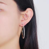 Tibetan Style Hoop Earring, with Rhinestone, fashion jewelry, more colors for choice, Sold By Pair