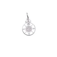 925 Sterling Silver Pendant Compass plated with rhinestone & hollow Approx 3mm Sold By PC