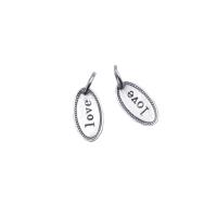 925 Sterling Silver Pendant Flat Oval antique silver color plated DIY Approx 3.9mm Sold By PC