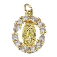 Cubic Zirconia Micro Pave Brass Pendant, gold color plated, micro pave cubic zirconia & hollow, 11x15x2.50mm, Hole:Approx 2.5mm, 20PCs/Lot, Sold By Lot