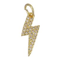 Cubic Zirconia Micro Pave Brass Pendant, Lightning Symbol, gold color plated, micro pave cubic zirconia, 6x16x1.50mm, Hole:Approx 2.5mm, 20PCs/Lot, Sold By Lot
