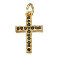 Cubic Zirconia Micro Pave Brass Pendant, Cross, gold color plated, micro pave cubic zirconia, 10.50x17x2.50mm, Hole:Approx 3mm, 20PCs/Lot, Sold By Lot