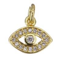 Cubic Zirconia Micro Pave Brass Pendant, gold color plated, micro pave cubic zirconia & hollow, 11x10x2mm, Hole:Approx 3mm, 20PCs/Lot, Sold By Lot