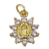 Cubic Zirconia Micro Pave Brass Pendant, gold color plated, micro pave cubic zirconia, 10x13x3mm, Hole:Approx 2.5mm, 20PCs/Lot, Sold By Lot