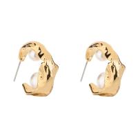 Tibetan Style Stud Earring, gold color plated, for woman, white, nickel, lead & cadmium free, 8x22mm, 2Pairs/Bag, Sold By Bag