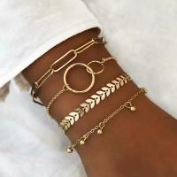 Bracelet en alliage de zinc, 4 pièces & bijoux de mode, doré, Vendu par brin