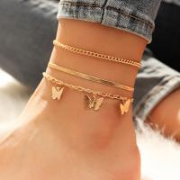 Tibetan Style Anklet, three pieces & fashion jewelry, golden, Sold By Set