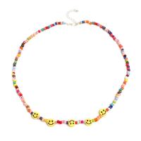 Glass Seed Beads Necklace Seedbead Donut hand polished fashion jewelry & for woman multi-colored 520+50mm Sold By Strand
