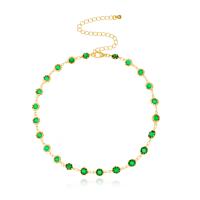 Brass Necklace with Gemstone plated fashion jewelry & for woman 335+100mm Sold By Strand