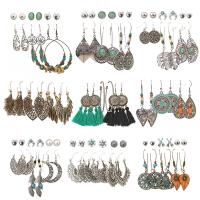 Tibetan Style Earring Set, earring, with Cotton Thread, plated, three pieces & fashion jewelry & different styles for choice & for woman, more colors for choice, nickel, lead & cadmium free, Sold By Set